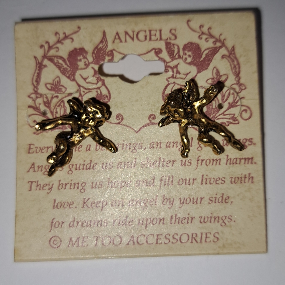 Vintage Gold Angel Earrings